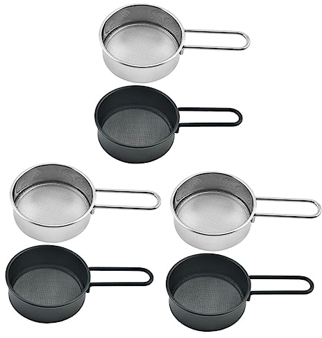 CAFIEDR 6-Piece Stainless Steel Handheld Flour Sieve Set - Mini Kitchen Sifters for Baking, Coffee Filtering, and Face Powder - Small Size Kitchen Strainers with Mesh Screens