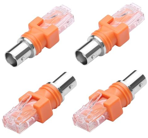 CERRXIAN Adaptador convertidor BNC a RJ45, paquete de 4 conectores BNC hembra a RJ45 macho coaxial coaxial para probador de línea (naranja)