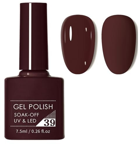 Brown Gel Nail Polish, Dark Brown Autumn Winter Nude Long Lasting Holographic Brown Gel Nail Varnish, Non-toxic UV Gel Soak off Nail Art Gel Halloween Christmas Nail Art Manicure for Women