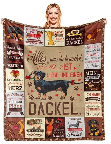 YESTUTI Dackel Geschenke, Dackel Geschenke für Dackel-Liebhaber, Dackel Geschenke für Frauen Männer, Dackel Deko, Dackel-Liebhaber Geschenke, Dackel Mama/Papa Geschenk, Dackel Kuscheldecke 150x130CM