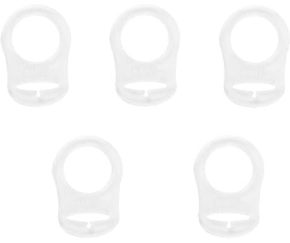 Neoreser 5 Pcs Attache Tetine Silicone, Bouton Silicone Anneau, Anneau en Silicone Adaptateur de Sucette, Adaptateur Bague pour Tétine (Transparent)