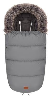 Fillikid Winterfußsack Manaslu Reflect Exklusiv | Kuscheliger Fußsack mit Kunstfellkragen | Reflektierendes Außenmaterial | Wasserabweisend & winddicht | Passend für Kinderwagen & Buggys | 100 x 50 cm