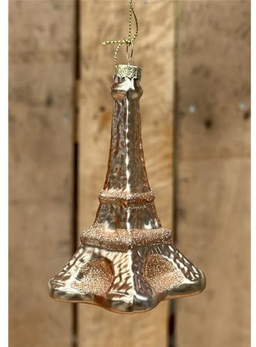 Weihnachtskugel 'Eifelturm', Glas - Christbaum-Hänger, L. 5,5cm W. 5,5 cm H. 10,5cm, 1 Stück