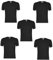5 Stück Herren Unisex Kurzarm T-Shirt Rundhals Crew Neck im Set Classic Fit 100% weiche Baumwolle Ring Spun Gesponnen 150g/m2 Qualität, Single Jersey von S bis 3XL (Schwarz M 5er Pack)