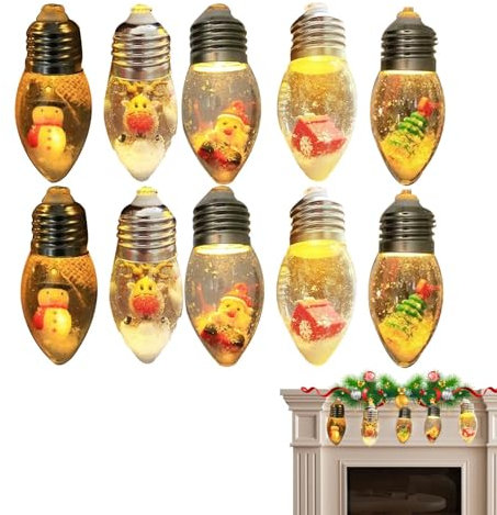 Generisch -kette,Weihnachts-Schneekugel-kette | Vintage Schneekugel ketten - Feiertagsbevorzugungs-Weihnachtsbaum-Anhänger-Weihnachtsbaum-LED-für Winter-Neujahr-Hausgarten