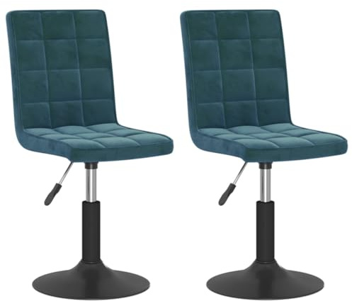 vidaXL 2X Esszimmerstuhl Drehbar Höhenverstellbar Küchenstuhl Drehstuhl Essstuhl Polsterstuhl Lehnstuhl Wohnzimmerstuhl Stuhl Stühle Blau Samt