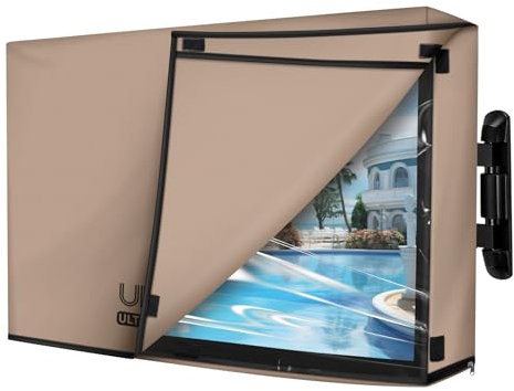 ULTCOVER Waterproof Outdoor TV Cover with Clear Front Flap for 60-65 inch Outside Flat Screen Televisions