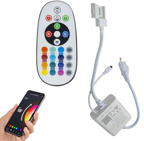 Centralina RGB Bluetooth telecomando IR controller 3CH per strisce LED multicolore 230V max. 800W APP Android