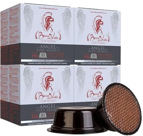 BOCCA DELLA VERITA - Box of 40 capsules of ANGEL 100% Arabica Italian coffee, Capsules compatible with the Lavazza® A Modo Mio coffee machine, 100% Made in Italy