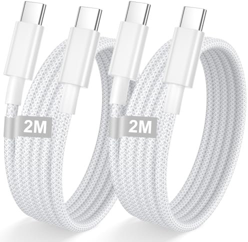 AINPOW iPhone 15 16 Câble USB C vers USB C 2M/Lot de 2, Câble Type C Charge Rapide PD 60W Cordon iPhone 16 pour iPhone 16 Pro Max/16 Plus/16/15 Plus/15,iPad Pro