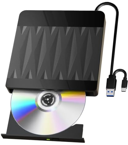 Taopjwr Extern Blu Ray-enhet, Blu Ray-brännare stöder 50 G skivläsning/skriva, extern blueray/DVD-enhet för PC, extern Blu Ray-enhet för Windows MacOS Linux bärbar dator