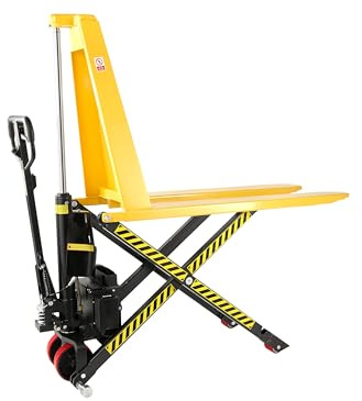 The Workplace Depot Electric High-Lift Pallet Truck – Yellow Powder-Coated Steel, 1500 kg Capacity, 90–800 mm Adjustable Height, Polyurethane Wheels, for Warehouses, Workshops & Offices