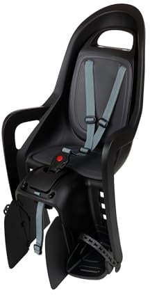 Fahrradkindersitz Hinten Polisport Groovy MIK-HD für MIK-HD Gepäckträger, schnelle werkzeuglose Montage, stabiles System, überarbeitetes Design mit Reflektor, bis 22 kg, Farbe Schwarz/Dunkelgrau