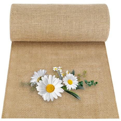 DenFatory Jutetuchrolle 10 Meter, 30 cm Jutetischdecke, Naturleinen, Leinentischdecke, Tischdeko DIY, passend zur Geburtstagshochzeitsdeko