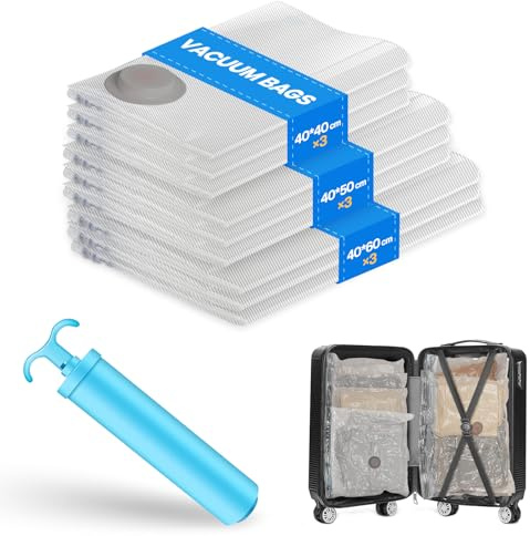 Vacbird Vacuum Storage Bags,Reusable Space Saver Bag for Clothes,9 Pack