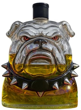 Whiskydekanter – Spirituosen-Dekanter | transparenter Alkoholspender, Bulldogge Whisky-Krug, 300 ml, Glaskaraffe, Heimdekoration für Regal, Tequila, Wodka, Bourbo