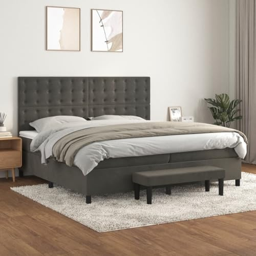 QZZCED Bett mit verstellbarem Kopfteil und Taschenfederkernmatratze für einen erholsamen Schlaf, weicher Samt, Unterstützung von mittlerer Härte, Matratzenschutz und multifunktionale Bank