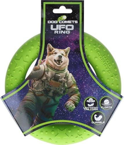 Dog Comets UFO Hundering – 19 x 19 x 3 cm – Hundespielzeug – Kauspielzeug – Apportierspielzeug – Grun