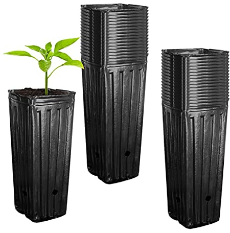 Uanqfegy Macetas Profundas para vivero, 50 Unidades de contenedores Altos para Plantar árboles, con Orificios de Drenaje para jardín, plántulas y Plantas