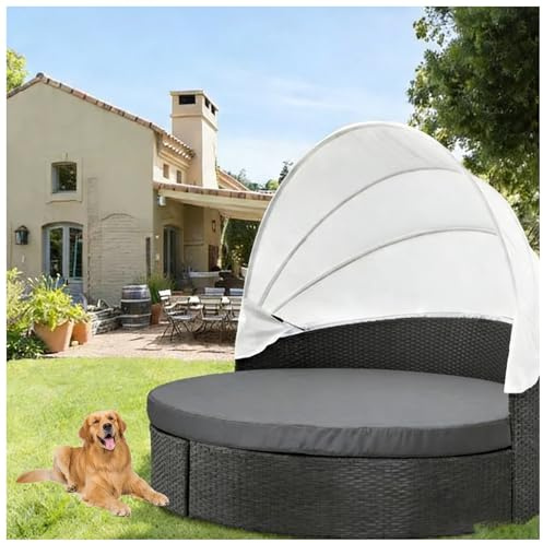 CZQGLYM Ersatzauflage Sonneninsel Rund,Outdoor Tagesbett Kissenbezug mit Gummiband,wasserdichte runde Sitzkissenbezüge, abnehmbar und waschba,für Garten, Terrasse und Balkon (Grey,8cm Thickness)