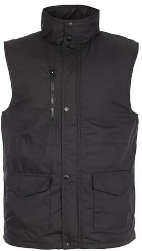 Fort Wroxham Quilted Bodywarmer - Size Small, Black - Lightweight, Thermal Mens Gilet for Winter - Adjustable Collar, Multiple Pockets, Studded Storm Flap - Durable Poly-Cotton Outdoor Work Vest