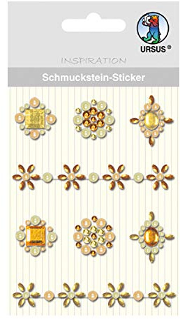 Ursus 75050002 - Schmuckstein Sticker Medaillons, gelb, 8 Stück, selbstklebend, einfach von der Fole abzuziehen, ideal geeignet für Scrapbooking, Kartengestaltung und zur Dekoration
