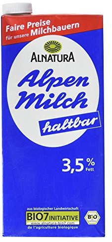 Alnatura Bio Alpenmilch, haltbar 3.5% Fett, 1l