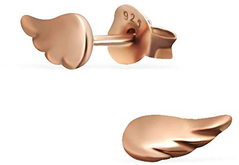 Monkimau Mädchen Ohrringe Engel Flügel Ohrstecker aus 925 Sterling Silver echt Silber mit rose Gold plattiert