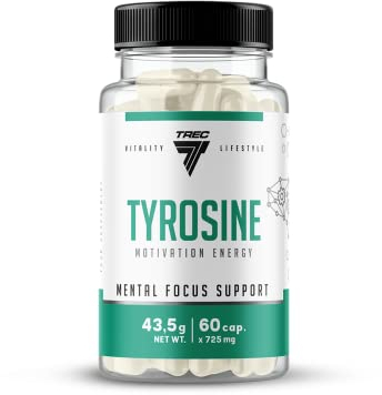 Trec Nutrition Tyrosine 600 Erhöht Die Motivation, Ausdauer Und Den Stoffwechsel L-Tyrosin Fettabbau Sport Bodybuilding 60 Kapseln