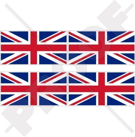 BRITISCHE UNION JACK Flagge Großbritannien UK 50mm Auto & Motorrad Aufkleber, x4 Vinyl Stickers