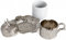 Demmex caffè turco, con supporto interno in porcellana, metallo, piattino e coperchio, 4 pezzi Silver Tulip