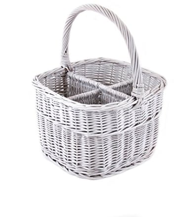 MyBer® Flaschenkorb Weidenkorb Korb aus Weide geflochten Einkaufskorb Geschenkkorb Tragekorb für 4 Flaschen K1-121-W