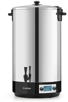Klarstein KonfiStar 60 Digital Sterilizzatore, Pentola Conserve 60 L, Dispenser Bevande Calde, 2500 W, 30-100°C, Timer 1-180 min, Mantenimento Caldo, Coperchio con Chiusura, Acciaio Inox Lucido