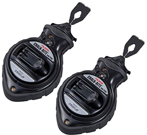Tajima Chalk-Rite Jam Free Chalk Line - Creates Precise and Bold Markings for Construction and Carpentry Projects - Large Refill Port, ABS Case, 2-Pack - CR301JF-2P