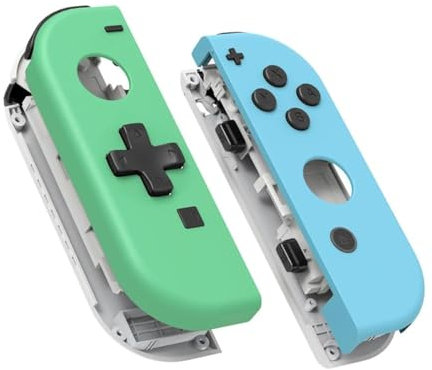 eXtremeRate Coque Customisé avec Bouton Coloré pour Nintendo Switch Joycon (Version D-Pad), Coque avec Boutons pour NS & NS OLED Joycon,Menthe Vert et Bleu Céleste(Dpad Version)