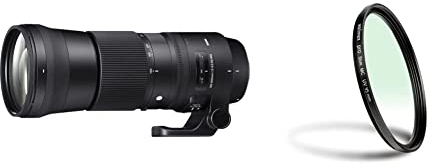 Sigma 150-600Mm F5-6.3 Dg Os HSM, Objetivo para Cámara Réflex Nikon F (150-600 Mm, F/5-6.3), Negro + Walimex Pro Slim MC - Filtro Ultravioleta (95 Mm), Color Negro