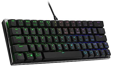 Cooler Master SK620 60% Space Gray Mechanical Low Profile Gaming Keyboard, Linear Red Switches, Customizable RGB, Ergonomic Design, USB-C Connectivity, Mac/Windows, QWERTY (SK-620-GKTR1-US)