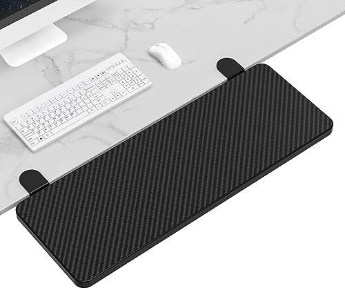 Ergonomics Desk Extender Tray, 21.7x9.5 Punch-Free Clamp on, Foldable Keyboard Drawer Tray, Table Mount Armrest Shelf, Computer Elbow Arm Support