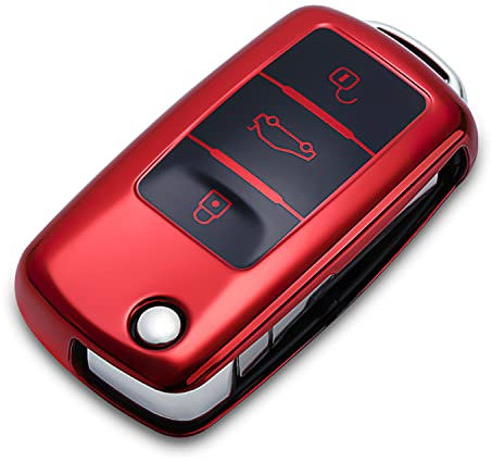 QBUC Autoschlüssel Hülle für VW, TPU Staubdicht Schlüsselbox Autoschlüsselschutz,Schlüsselhülle Cover für VW Polo/Santana/Jetta (Rot)