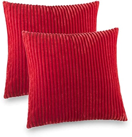 Kuscheli® 2er Set Kissenbezug im Doppelpack Cashmer Touch Fleece Kissenhülle, Sofakissen Kopfkissenbezug Kissenbezüge Couchkissen, Farbe:ROT, Größe:2X 60x60 cm