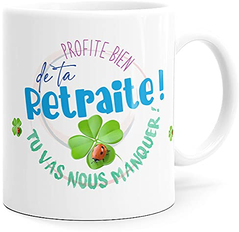 Mug Humour Profite Retraite Tasse Message Drôle Collègue. Idée Cadeau Original pour Départ en Retraite Retraité Travail Bureau Ami Homme Femme Anniversaire Noël Pot de Départ Souvenir.