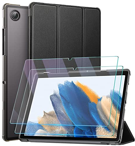 ZtotopCases Funda para Samsung Galaxy Tab A8 10.5'' 2021(SM-X200/205) con 2 Piezas Protector Pantalla, Carcasa con Auto-Sueño/Estela, para Samsung Galaxy Tablet A8 2021, Negro