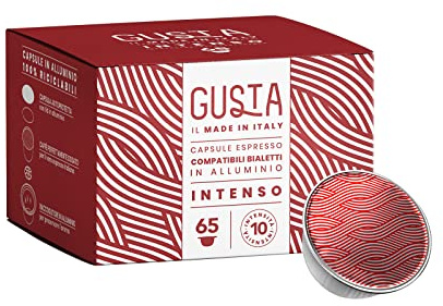 Gusta Compatibili Bialetti, In Alluminio, Gusto Intenso, Box Da 65, 100% Riciclabili, Intensità 10