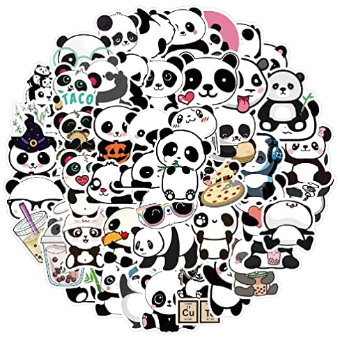 50 Stück/Packung Panda Aufkleber PVC Wasserdicht Niedlich Tier Aufkleber für Laptop Telefon Wasserflasche Pad Keine Duplikate Kinder Geschenk Cartoon Aufkleber 50 Stück 90er Jahre Aufkleber Pack