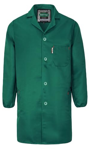 Yukirtiq Mens Warehouse Work Coat Scrubs Overall Factory Dust Coats Garage Work Jacket Smock Paint Over Coat
