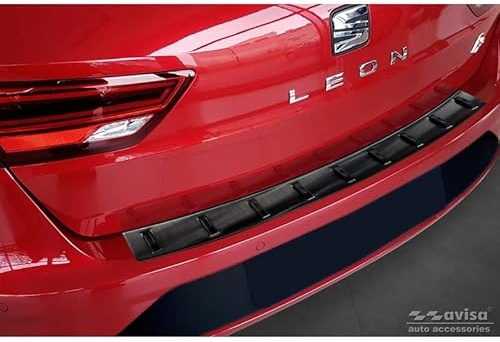 Avisa Edelstahl Heckstoßstangenschutz STRONG EDITION passgenau | kompatibel mit Seat Leon ST (5F) 2013-2017 & Facelift 2017-2020 - Schwarz