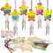 WEDNOK 6tlg Osterküken Windspiel Bastelset Ostern Basteln Holz Küken Osterbasteln Kinder Klangspiele Bastelhandwerk zum Bemalen und Dekorieren für Osterdeko Frühling Mädchen Junge