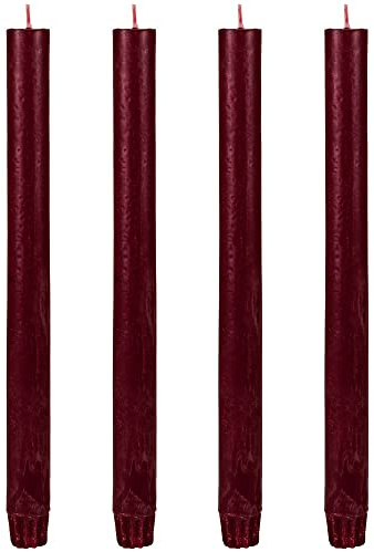 matches21 Edle Stabkerze Tafelkerze für Leuchter Kerze Stab durchgefärbt Wohndekoration 4er Set Ø 2,3x27 cm in dunkelrot