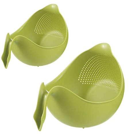 2 Pack Kitchen Colander Strainer Set, Multi-Functional Kitchen Strainers with Plastic Handles, Colander Plastic Set, Perfect for Cleaning and Draining Rice, Quinoa, Vegetables and Fruits