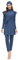IMEKIS Damen 3tlg Modest Bademode Muslimischen Badeanzug Islamischen Burkini Schwimmanzug Langarm Tankini mit Hijab voller Abdeckung Rashguard Sets Badebekleidung Blauer See 3XL
